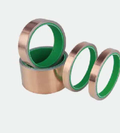 Rolls of copper foil tape with green liner