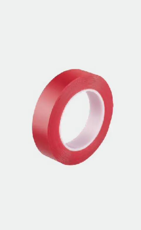 Roll of red PET double-sided tape
