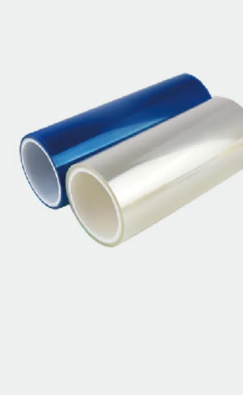 Rolls of blue and clear PET protective film